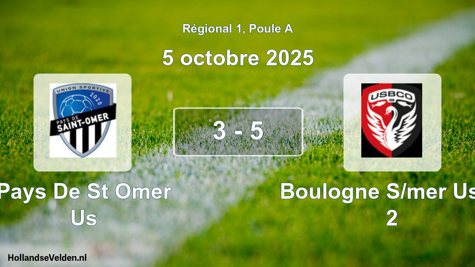 Gespeelde wedstrijd: Pays De St Omer Us - Boulogne S/mer Usco 2 3 - 5 (5 octobre 2025)
