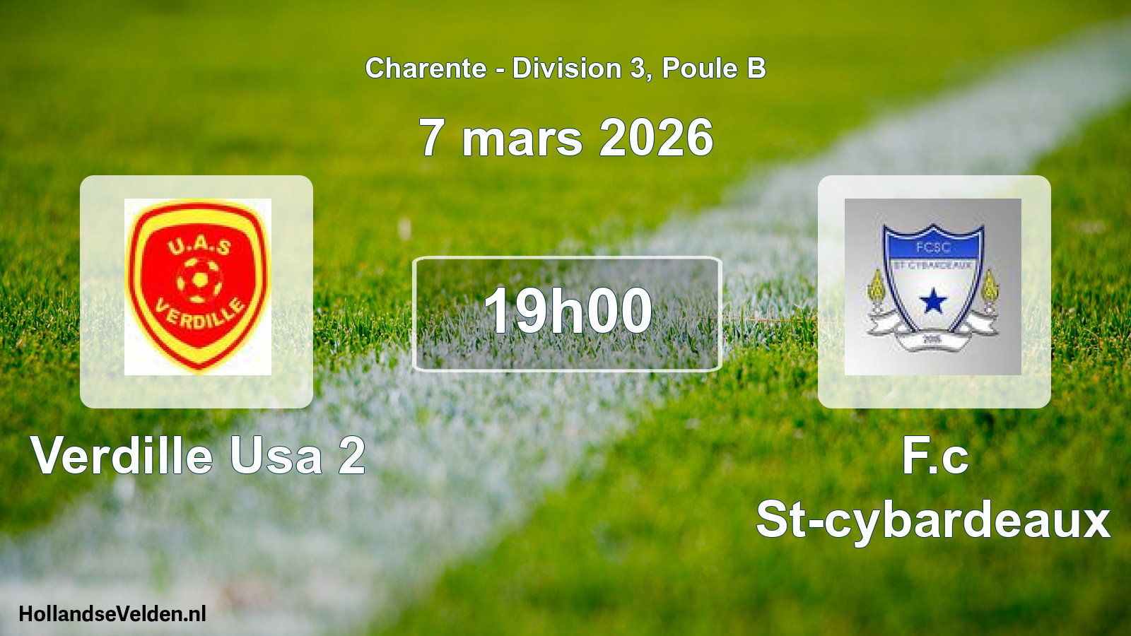 Geplande wedstrijd: Verdille Usa 2 - F.c St-cybardeaux (7 maart 2026)