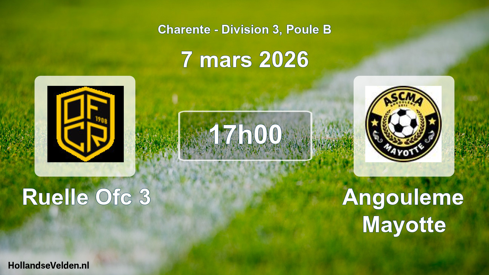 Geplande wedstrijd: Ruelle Ofc 3 - Angouleme Mayotte (7 maart 2026)
