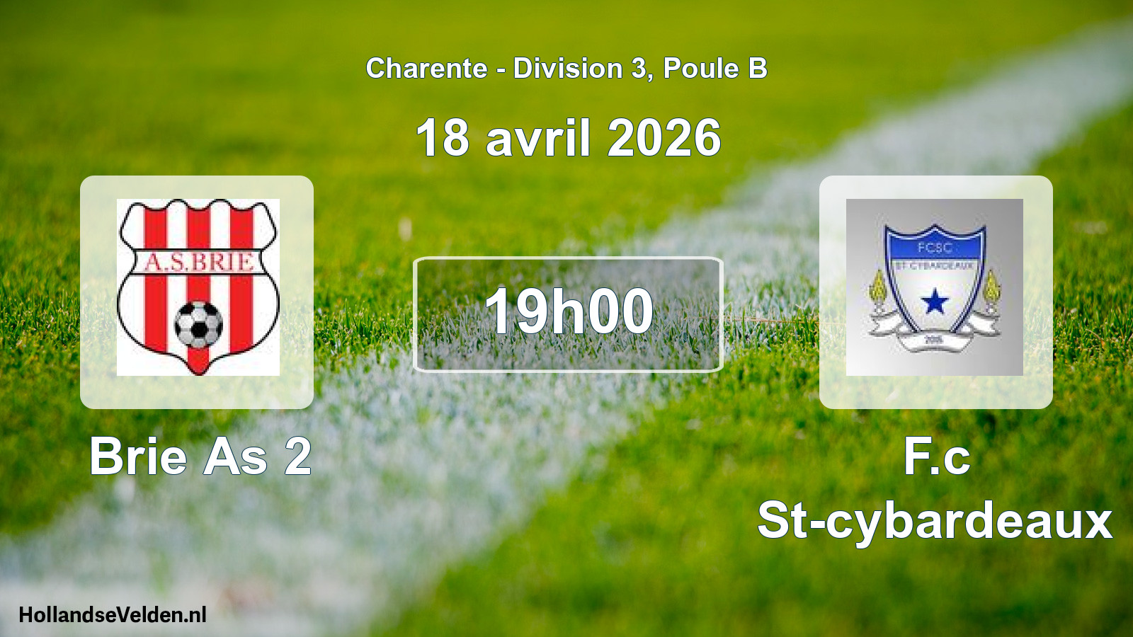 Geplande wedstrijd: Brie As 2 - F.c St-cybardeaux (18 avril 2026)