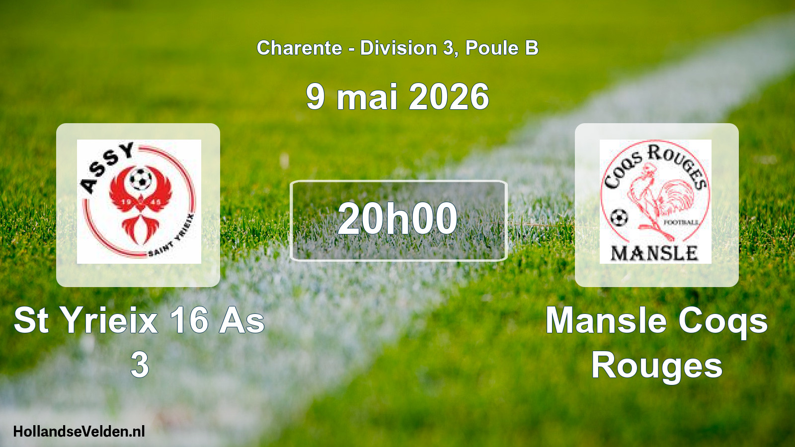 Geplande wedstrijd: St Yrieix 16 As 3 - Mansle Coqs Rouges (9 mai 2026)