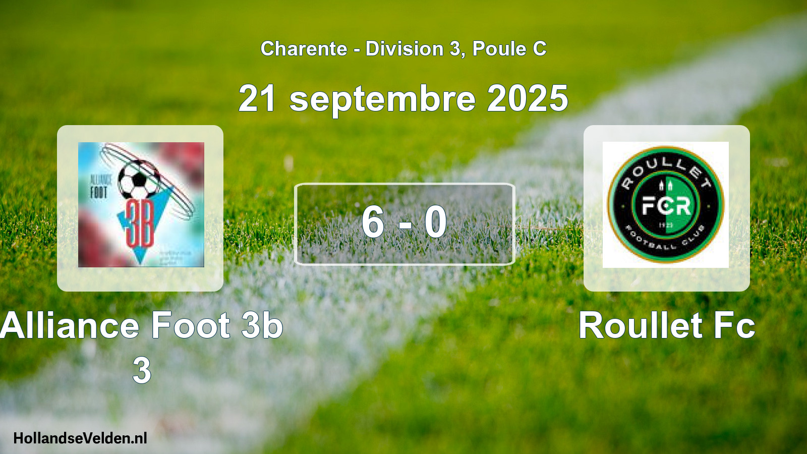 Gespeelde wedstrijd: Alliance Foot 3b 3 - Roullet Fc 6 - 0 (21 september 2025)