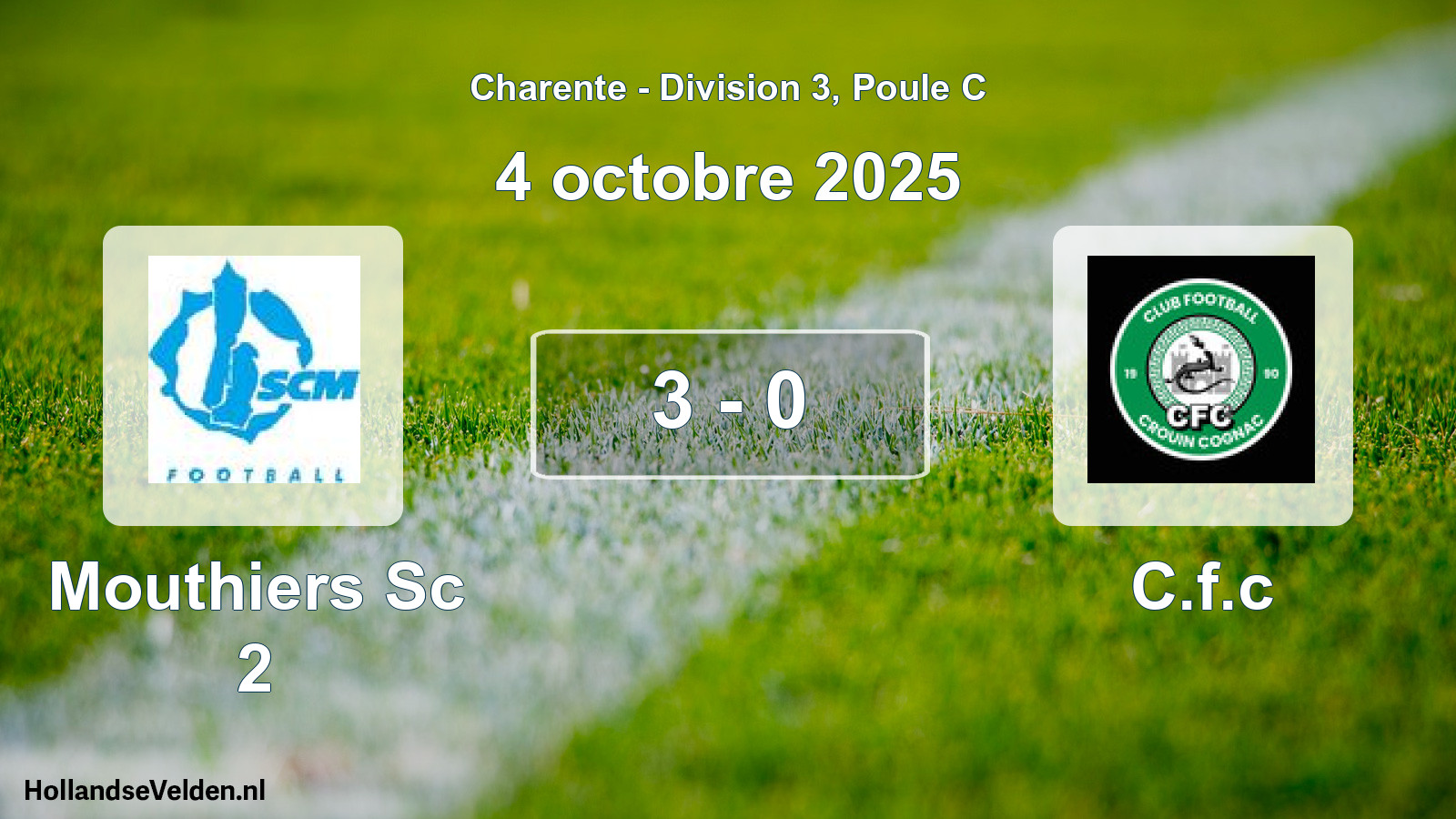 Gespeelde wedstrijd: Mouthiers Sc 2 - C.f.c 3 - 0 (4 octobre 2025)