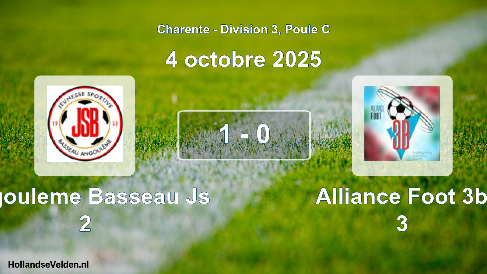 Gespeelde wedstrijd: Angouleme Basseau Js 2 - Alliance Foot 3b 3 1 - 0 (4 octobre 2025)