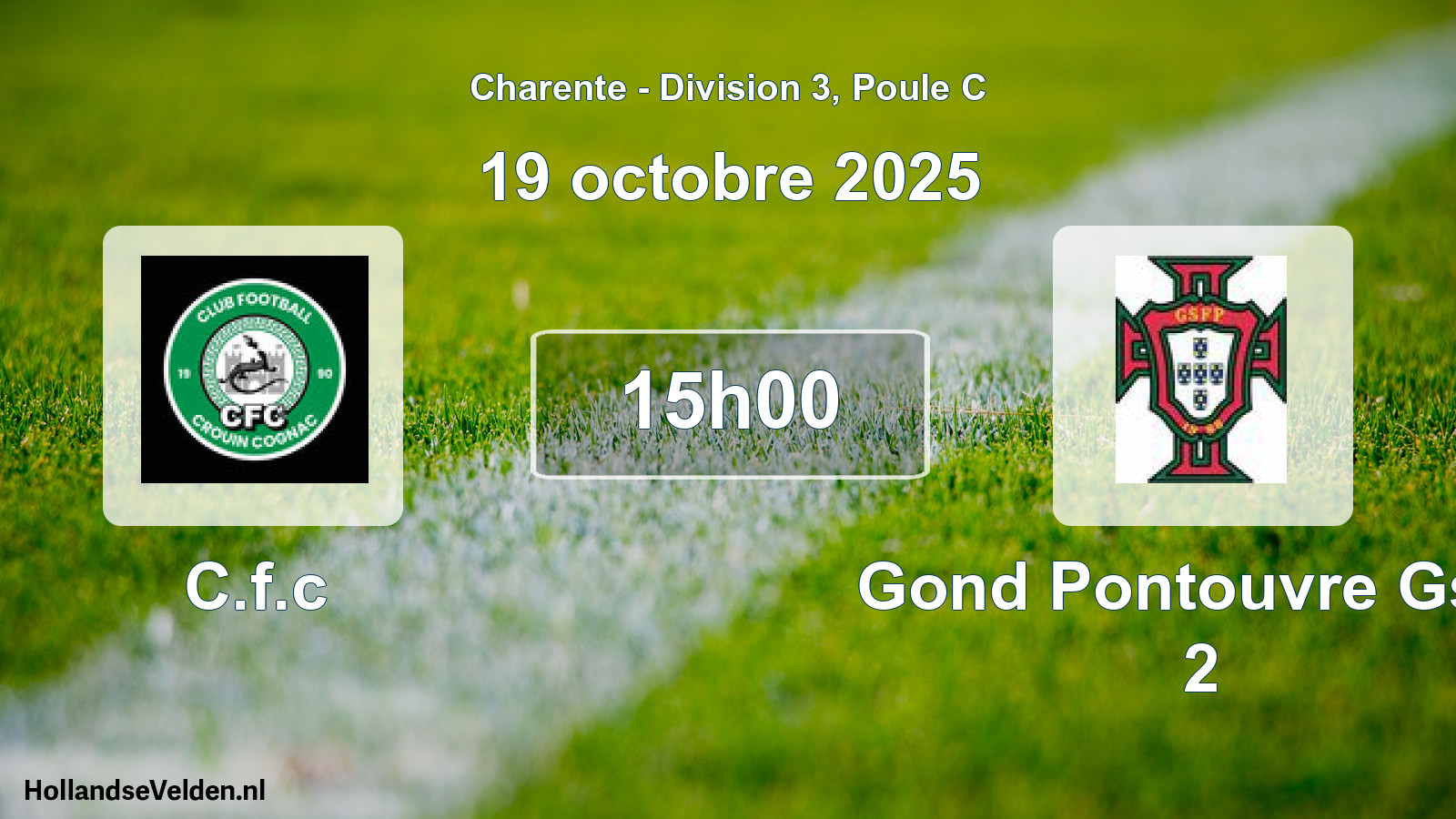 Geplande wedstrijd: C.f.c - Gond Pontouvre Gsfp 2 (19 octobre 2025)