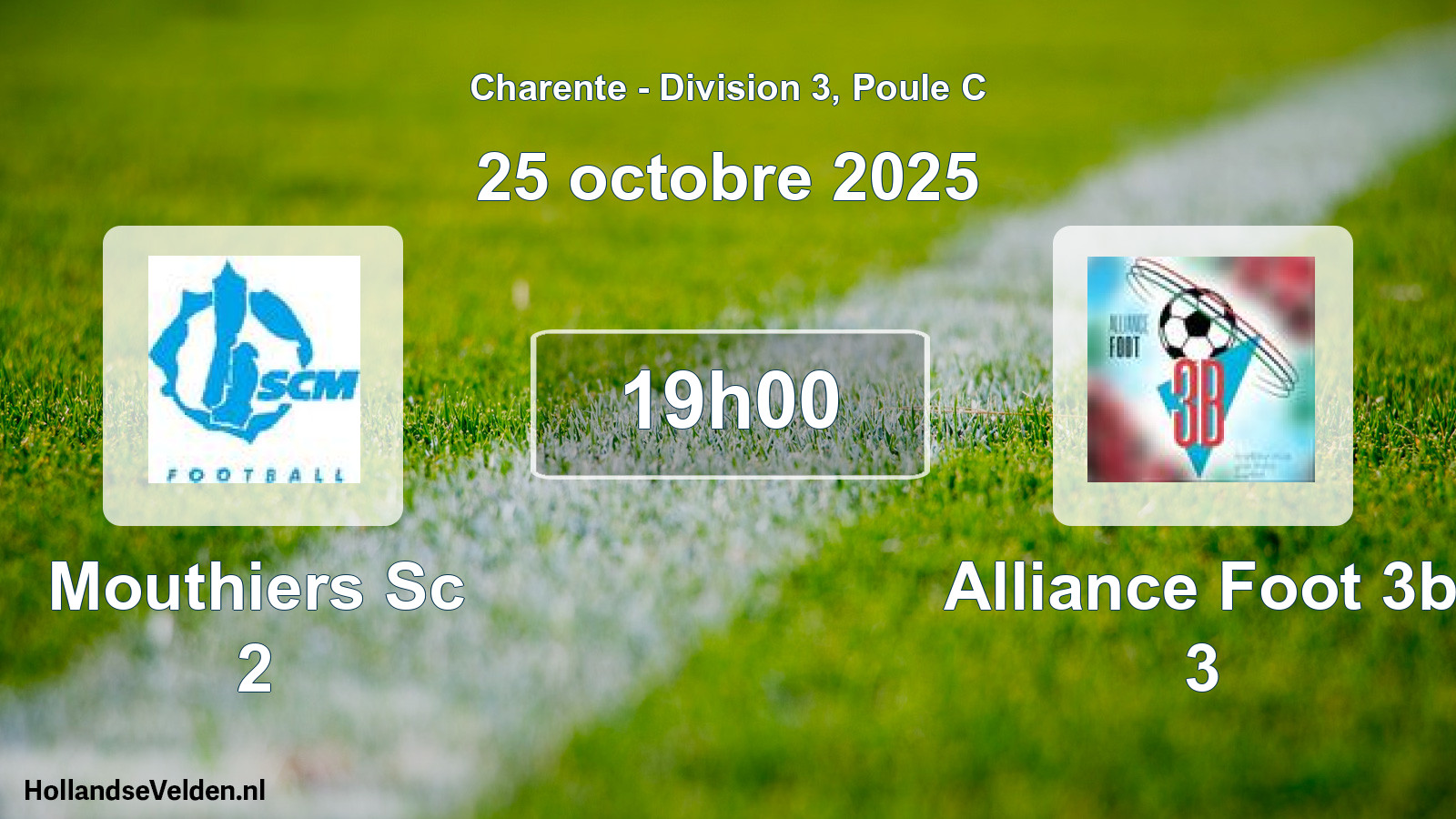 Geplande wedstrijd: Mouthiers Sc 2 - Alliance Foot 3b 3 (25 octobre 2025)