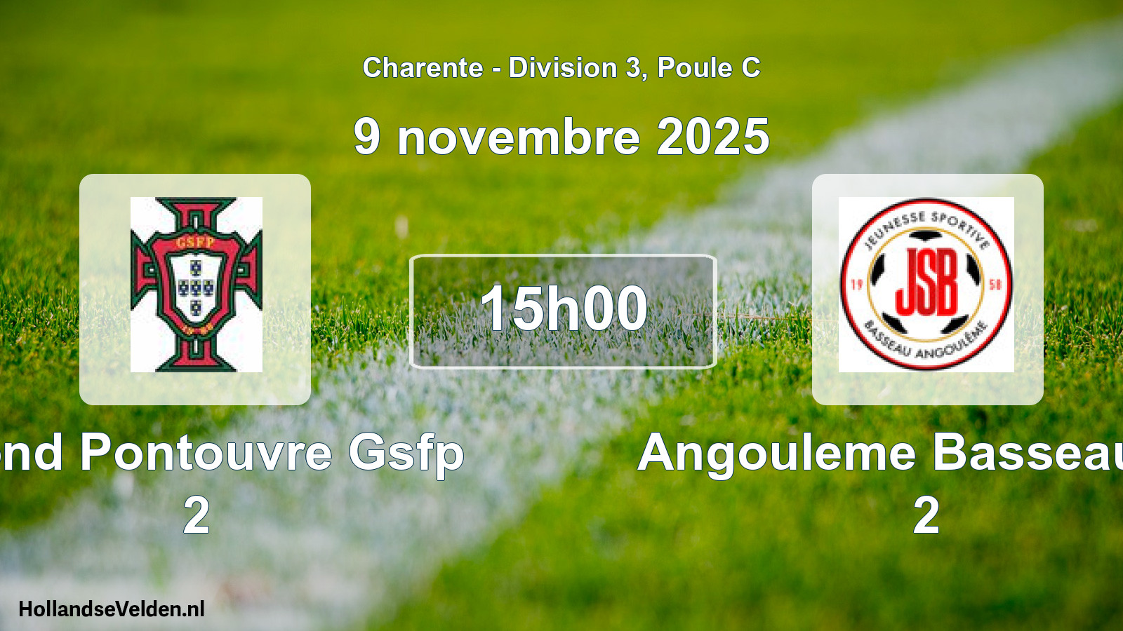 Geplande wedstrijd: Gond Pontouvre Gsfp 2 - Angouleme Basseau Js 2 (9 novembre 2025)