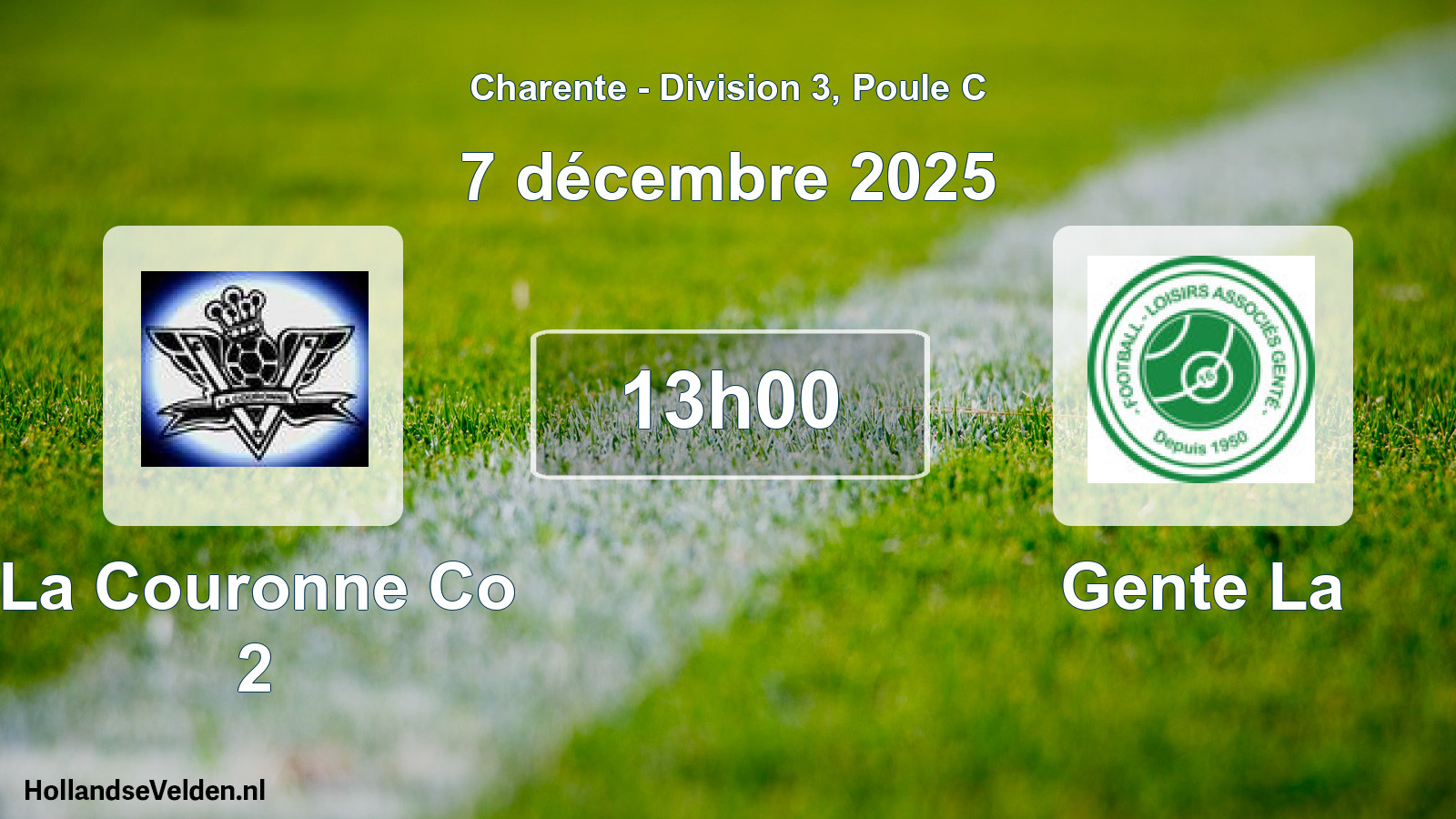 Geplande wedstrijd: La Couronne Co 2 - Gente La (7 décembre 2025)