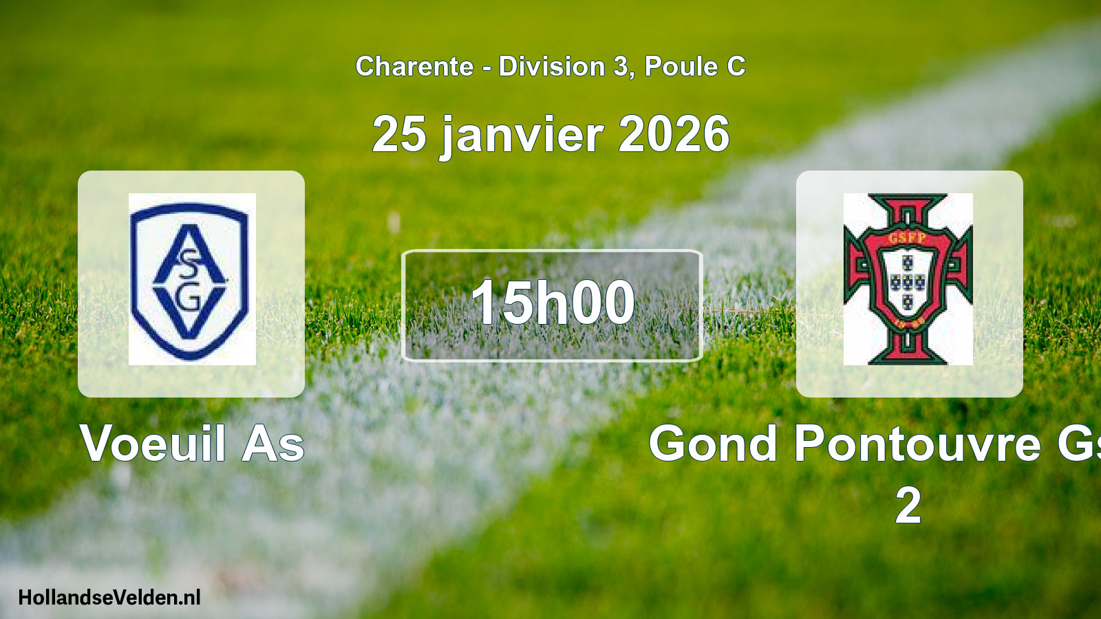 Geplande wedstrijd: Voeuil As - Gond Pontouvre Gsfp 2 (25 janvier 2026)