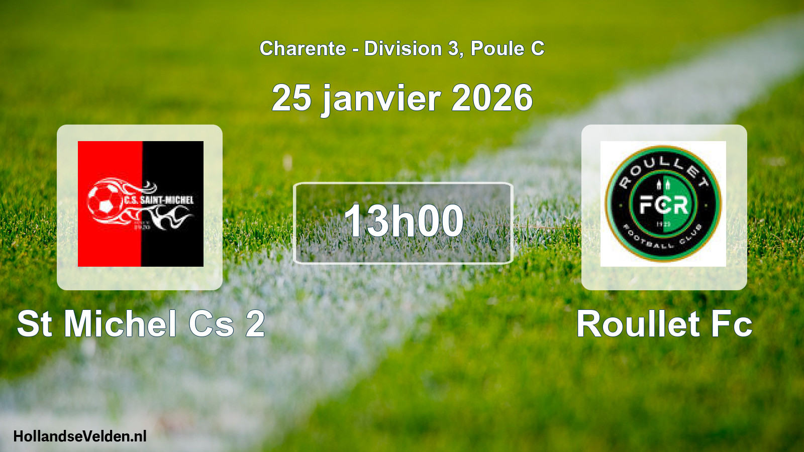 Geplande wedstrijd: St Michel Cs 2 - Roullet Fc (25 janvier 2026)