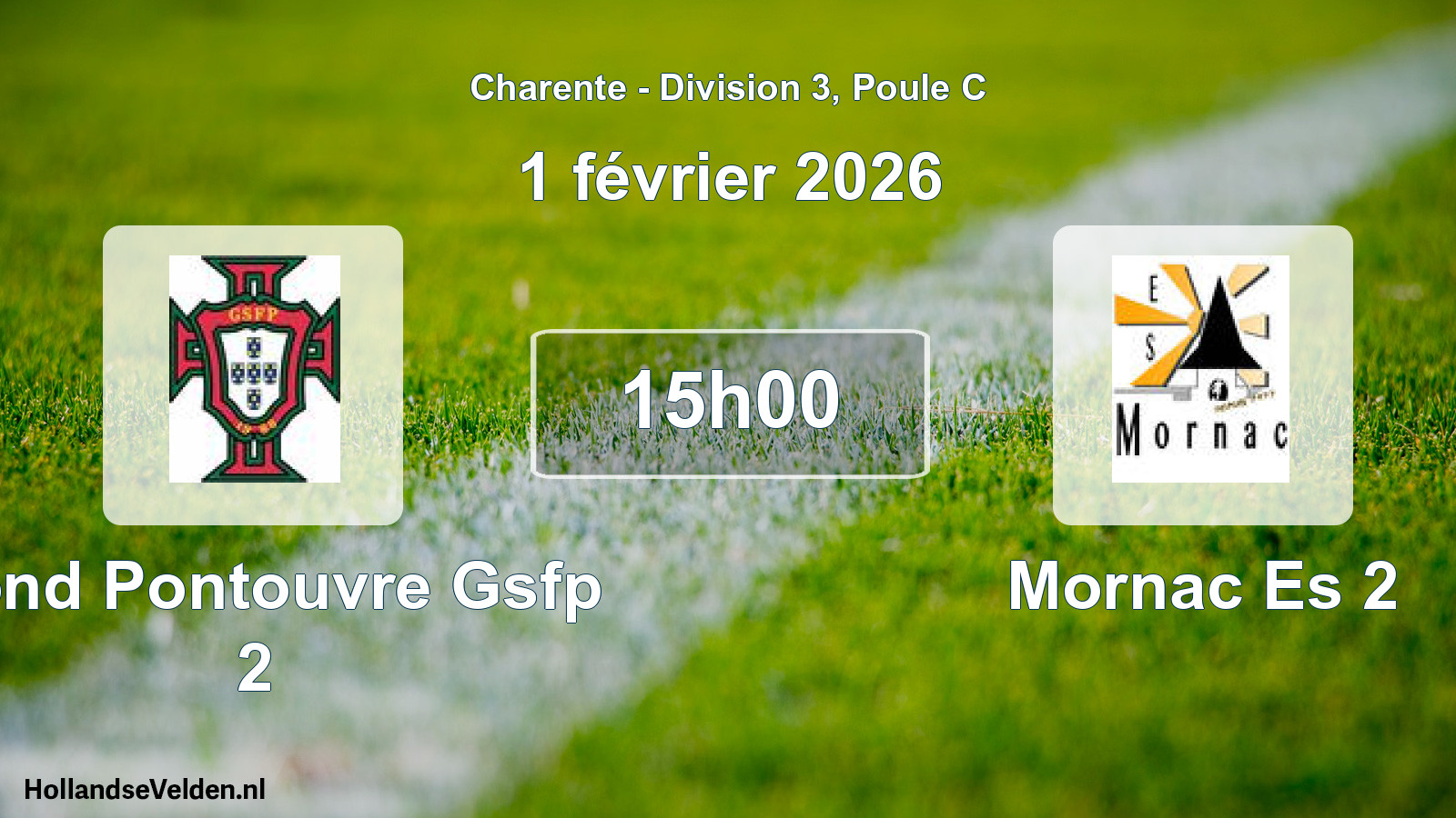 Geplande wedstrijd: Gond Pontouvre Gsfp 2 - Mornac Es 2 (1 februari 2026)