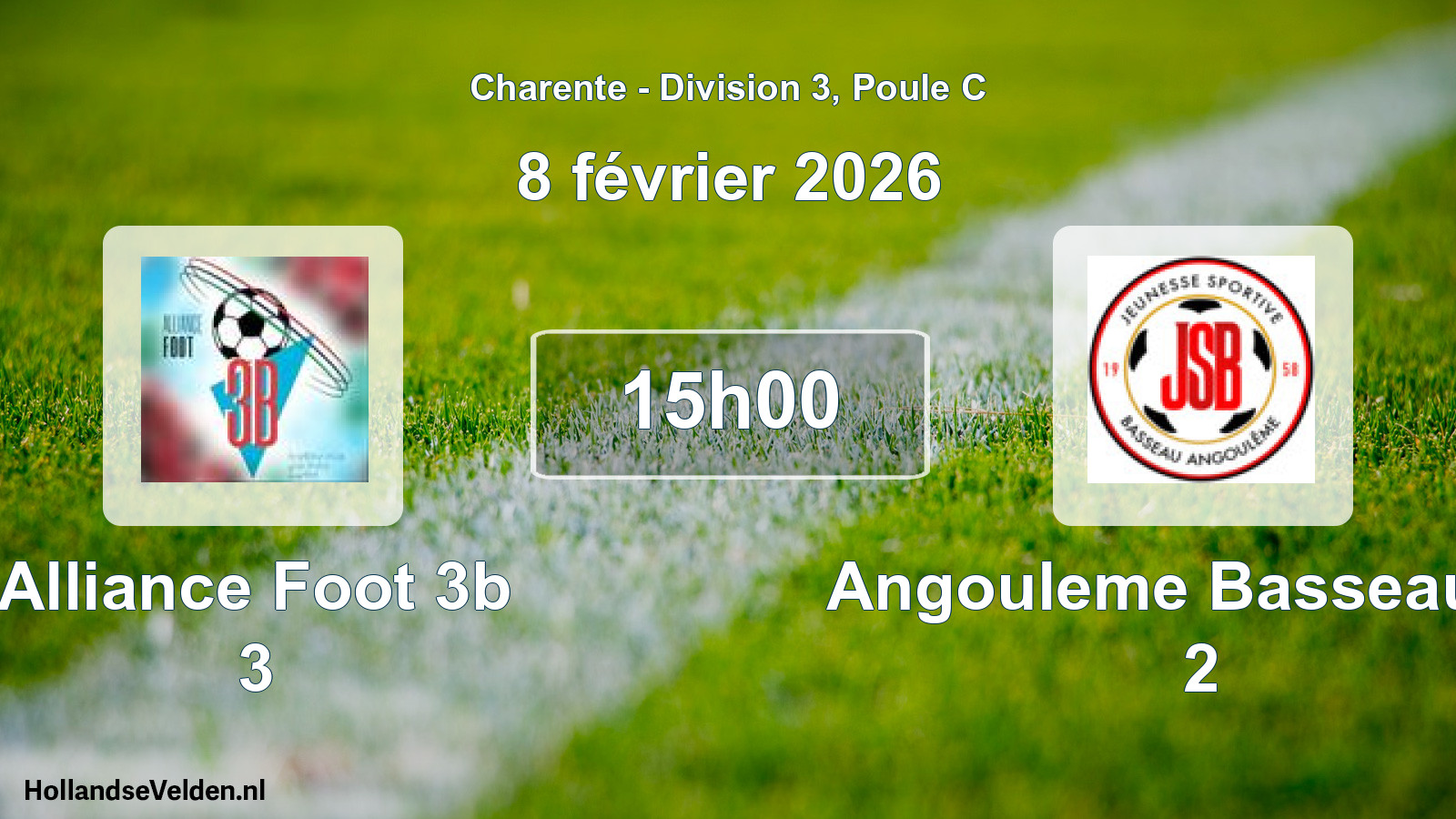 Geplande wedstrijd: Alliance Foot 3b 3 - Angouleme Basseau Js 2 (8 février 2026)