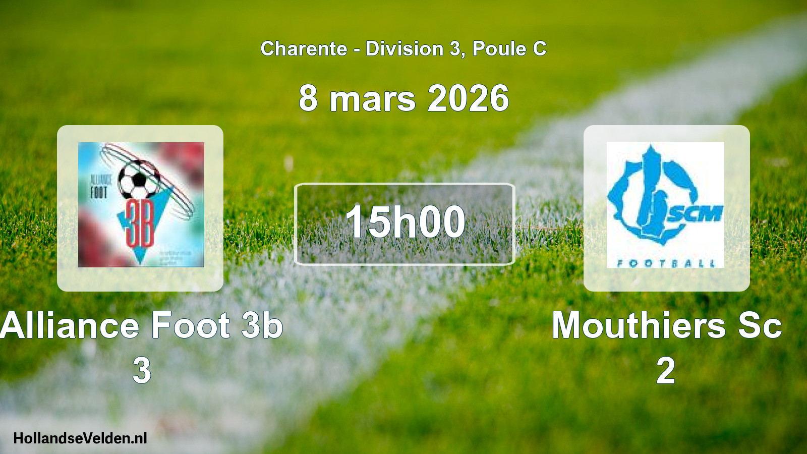 Geplande wedstrijd: Alliance Foot 3b 3 - Mouthiers Sc 2 (8 mars 2026)