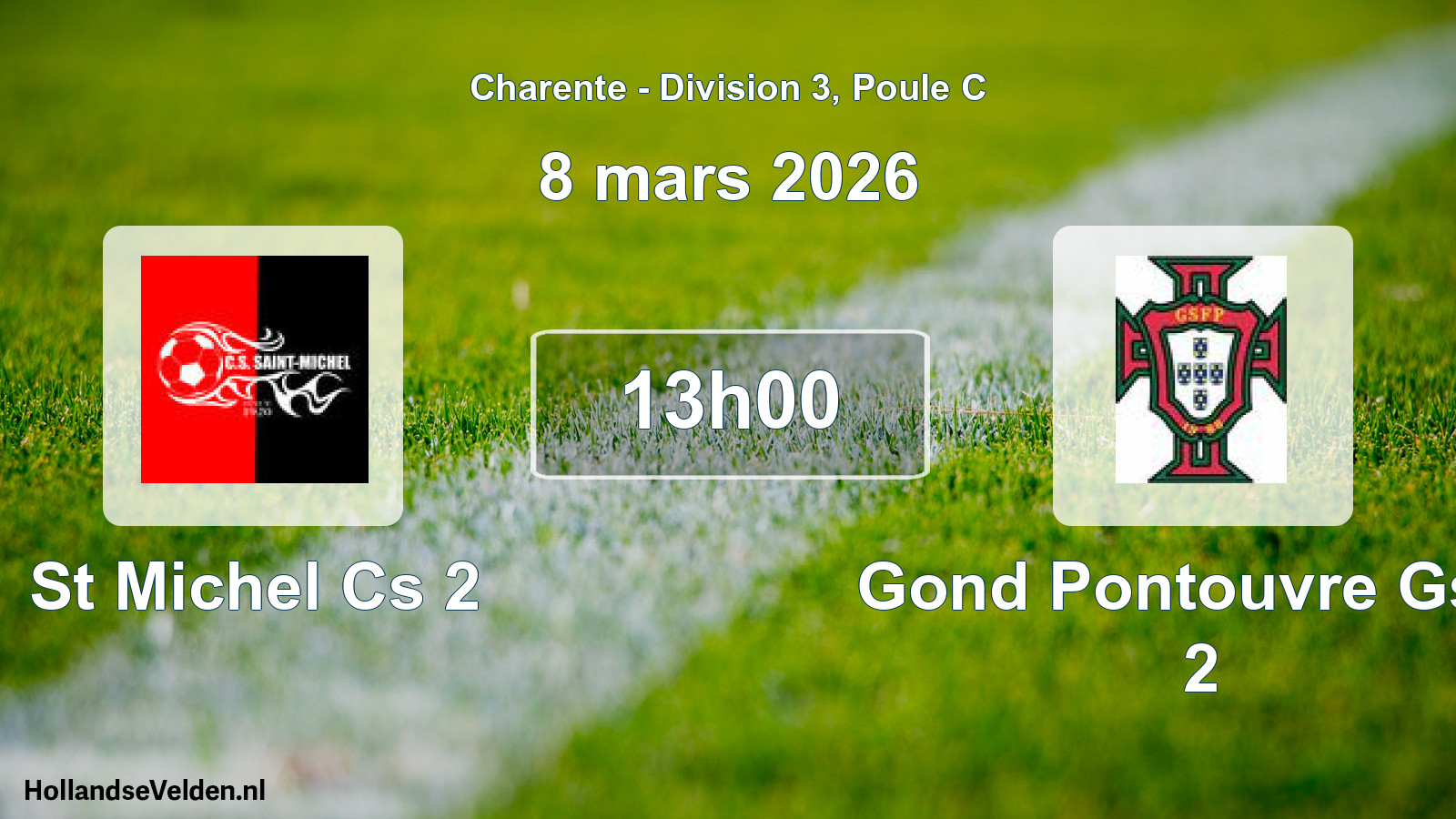 Geplande wedstrijd: St Michel Cs 2 - Gond Pontouvre Gsfp 2 (8 mars 2026)