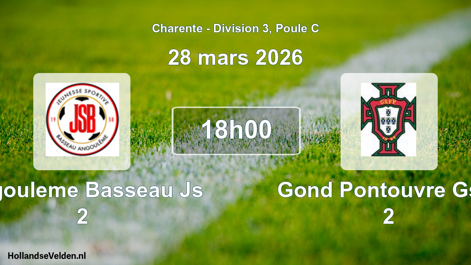 Geplande wedstrijd: Angouleme Basseau Js 2 - Gond Pontouvre Gsfp 2 (28 mars 2026)