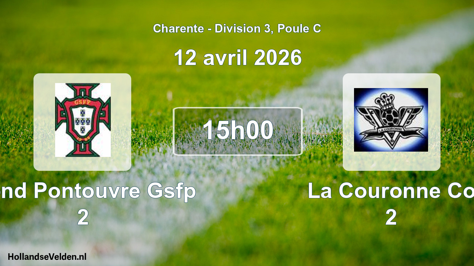 Geplande wedstrijd: Gond Pontouvre Gsfp 2 - La Couronne Co 2 (12 april 2026)