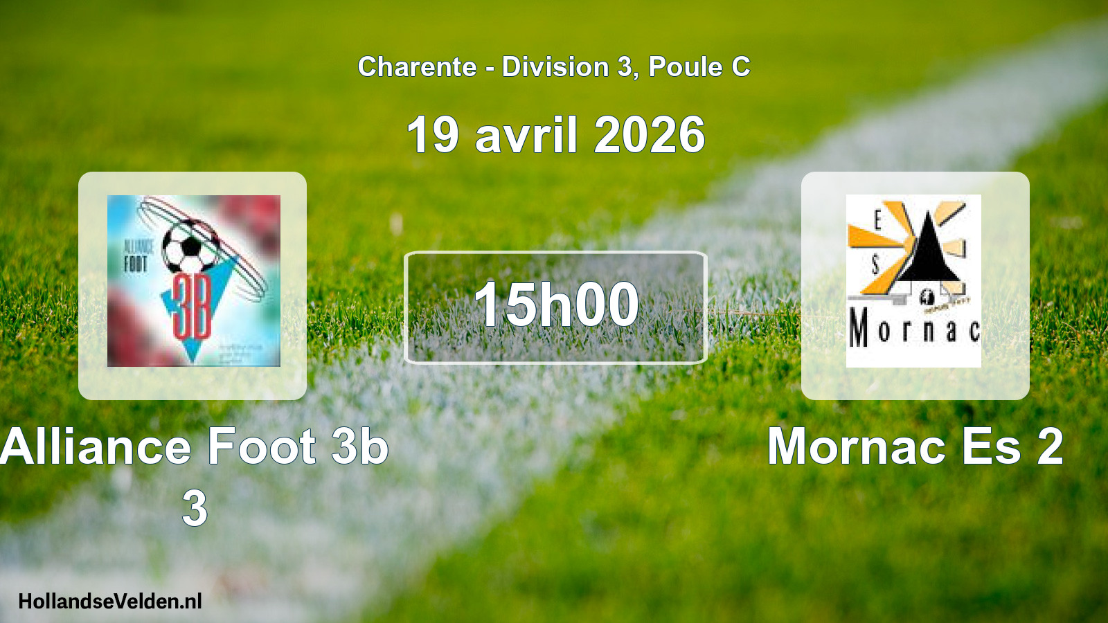 Scheduled Match: Alliance Foot 3b 3 - Mornac Es 2 (19 April 2026)
