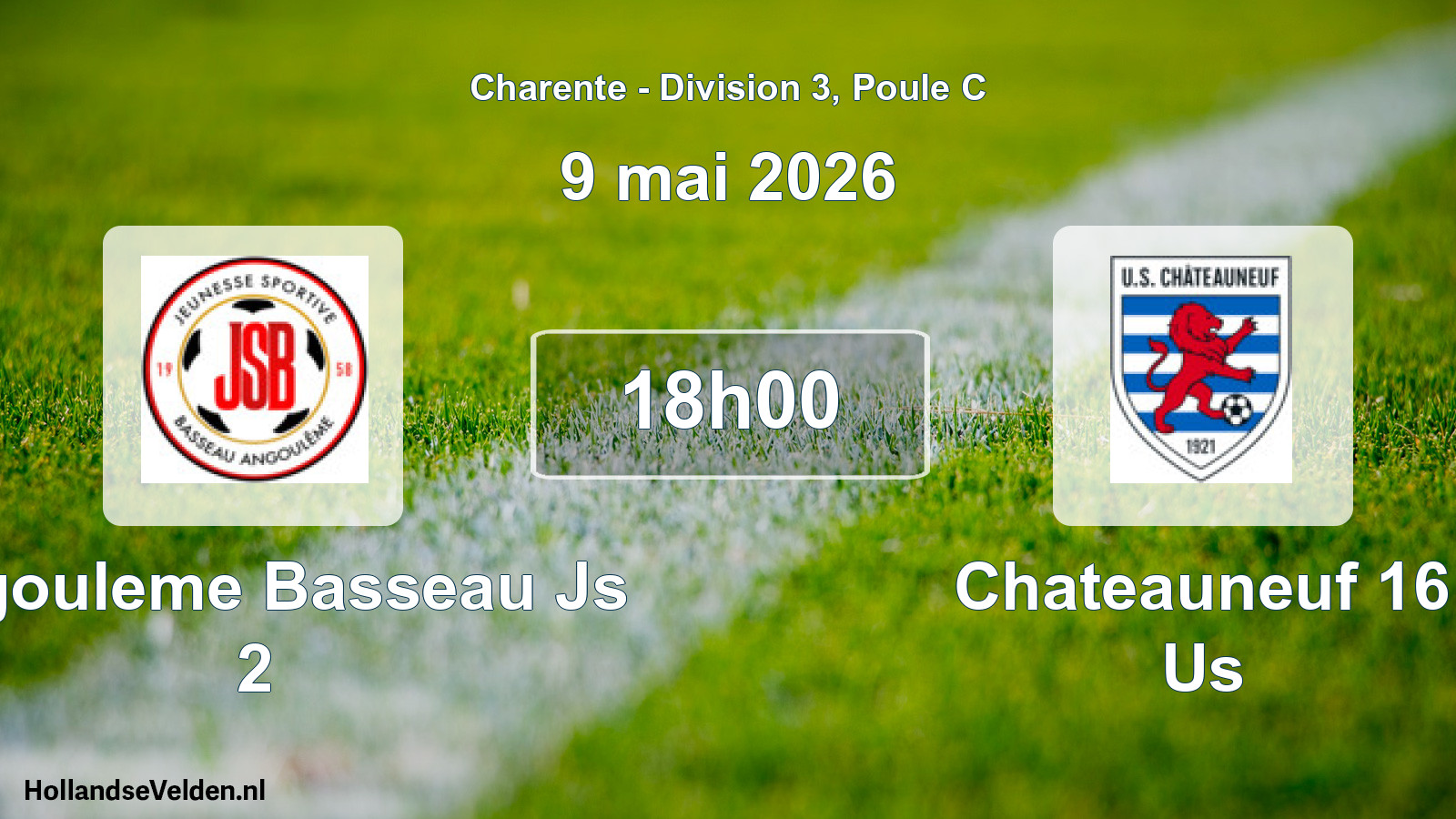 Geplande wedstrijd: Angouleme Basseau Js 2 - Chateauneuf 16 Us (9 mai 2026)