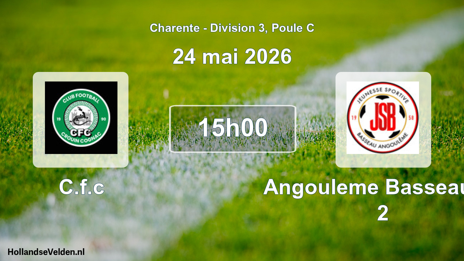 Geplande wedstrijd: C.f.c - Angouleme Basseau Js 2 (24 mai 2026)