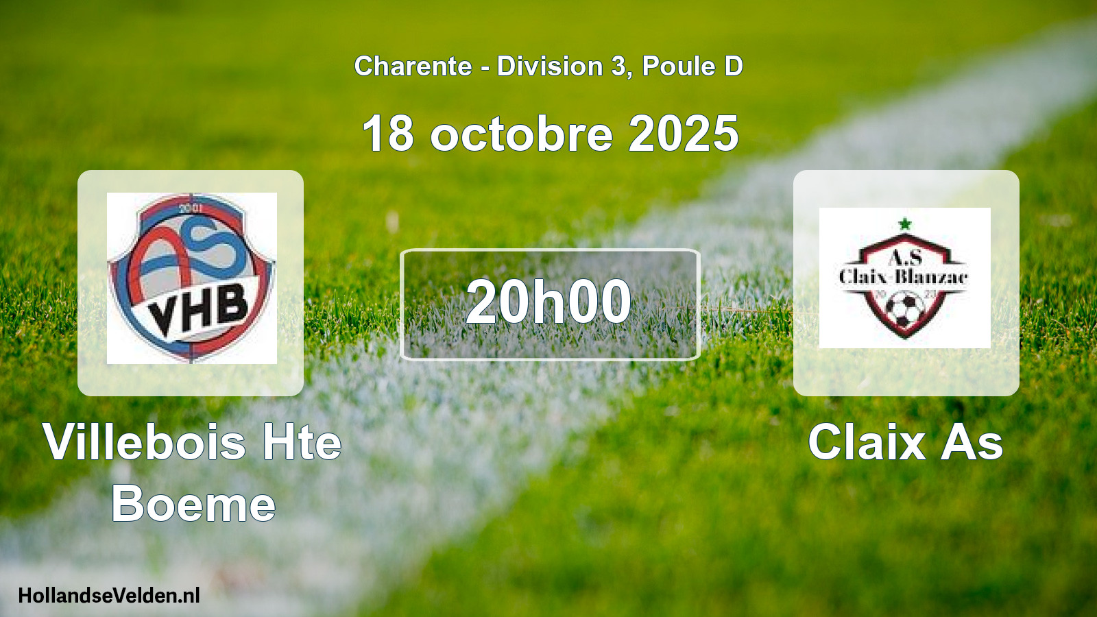 Geplande wedstrijd: Villebois Hte Boeme - Claix As (18 octobre 2025)