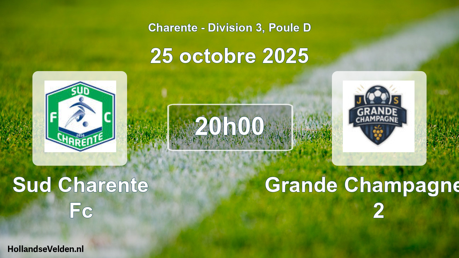 Geplande wedstrijd: Sud Charente Fc - Grande Champagne Js 2 (25 oktober 2025)