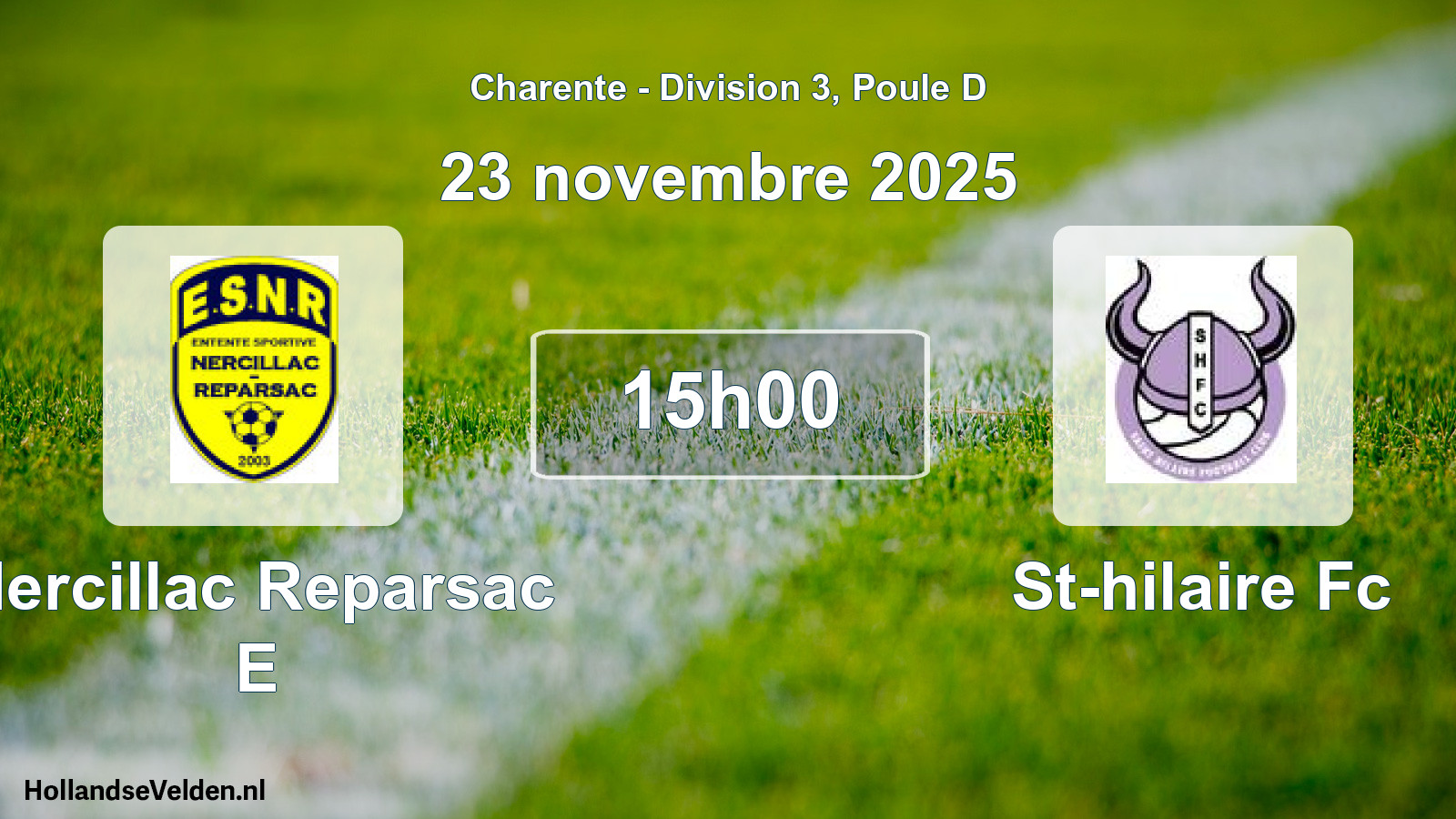 Geplande wedstrijd: Nercillac Reparsac E - St-hilaire Fc (23 november 2025)