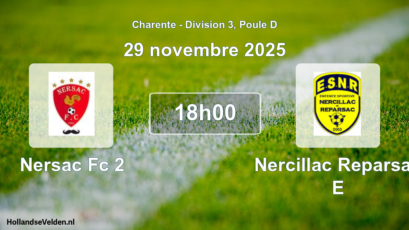 Geplande wedstrijd: Nersac Fc 2 - Nercillac Reparsac E (29 novembre 2025)
