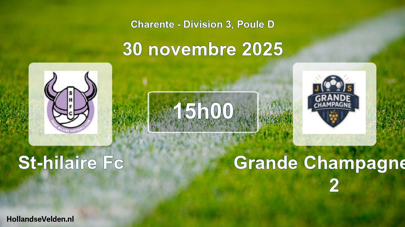 Geplande wedstrijd: St-hilaire Fc - Grande Champagne Js 2 (30 november 2025)