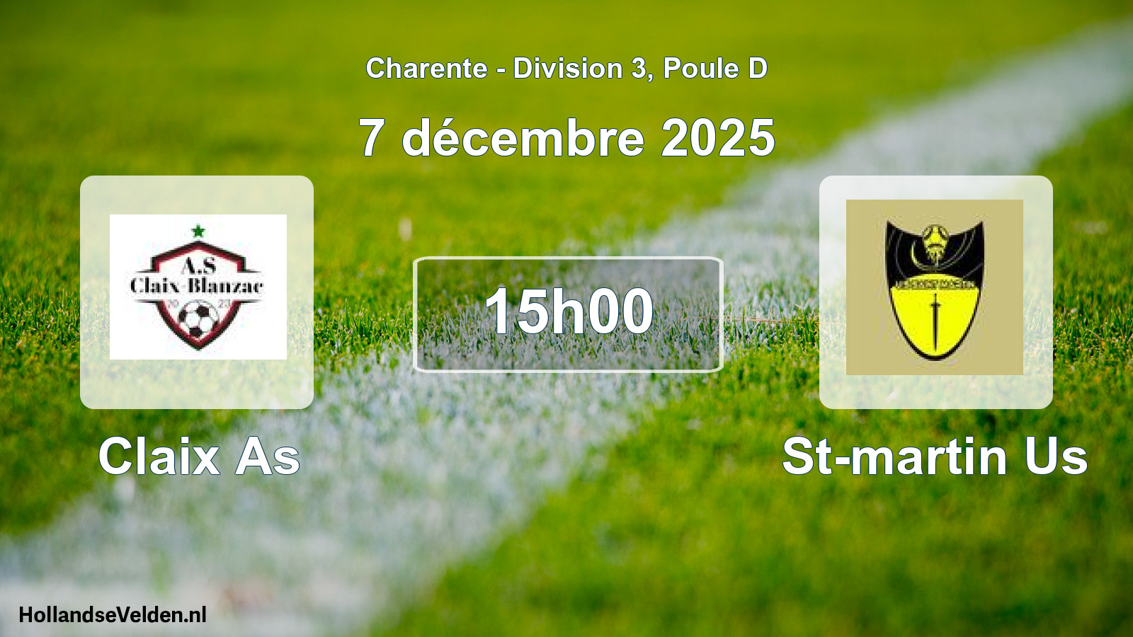 Geplande wedstrijd: Claix As - St-martin Us (7 december 2025)