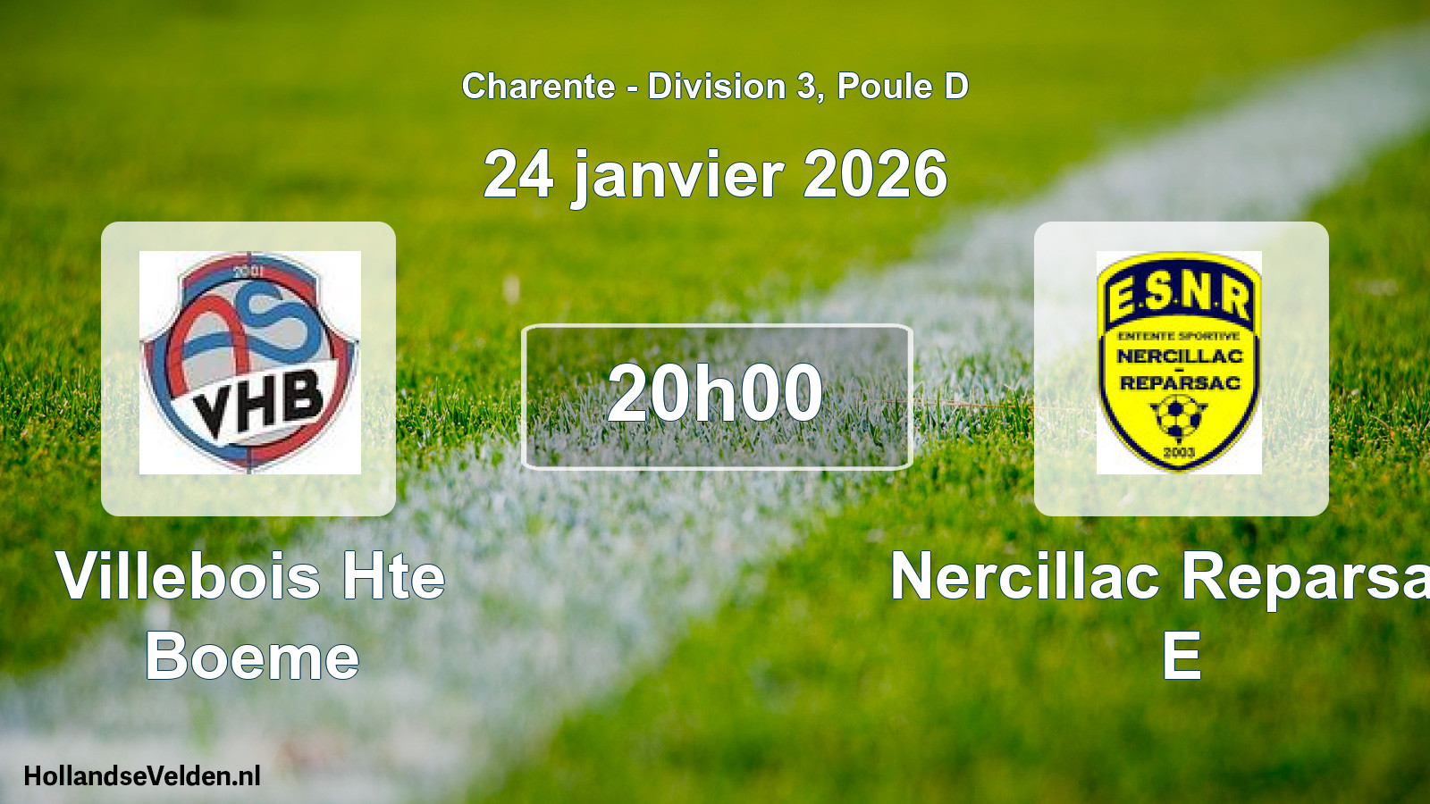 Geplande wedstrijd: Villebois Hte Boeme - Nercillac Reparsac E (24 janvier 2026)