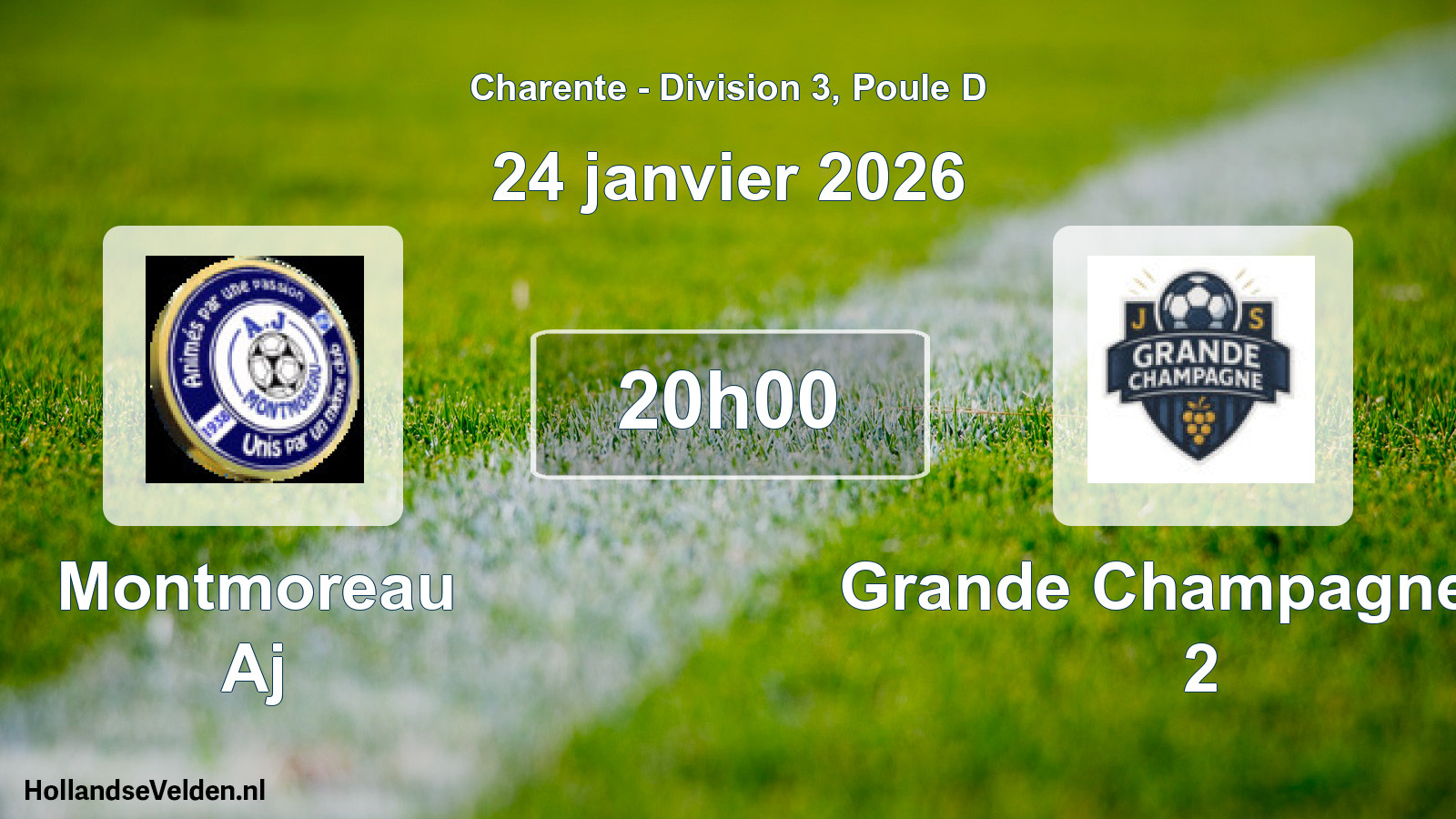 Geplande wedstrijd: Montmoreau Aj - Grande Champagne Js 2 (24 januari 2026)