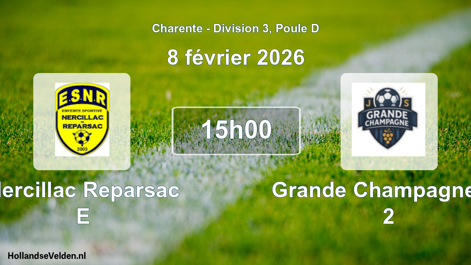 Scheduled Match: Nercillac Reparsac E - Grande Champagne Js 2 (8 February 2026)