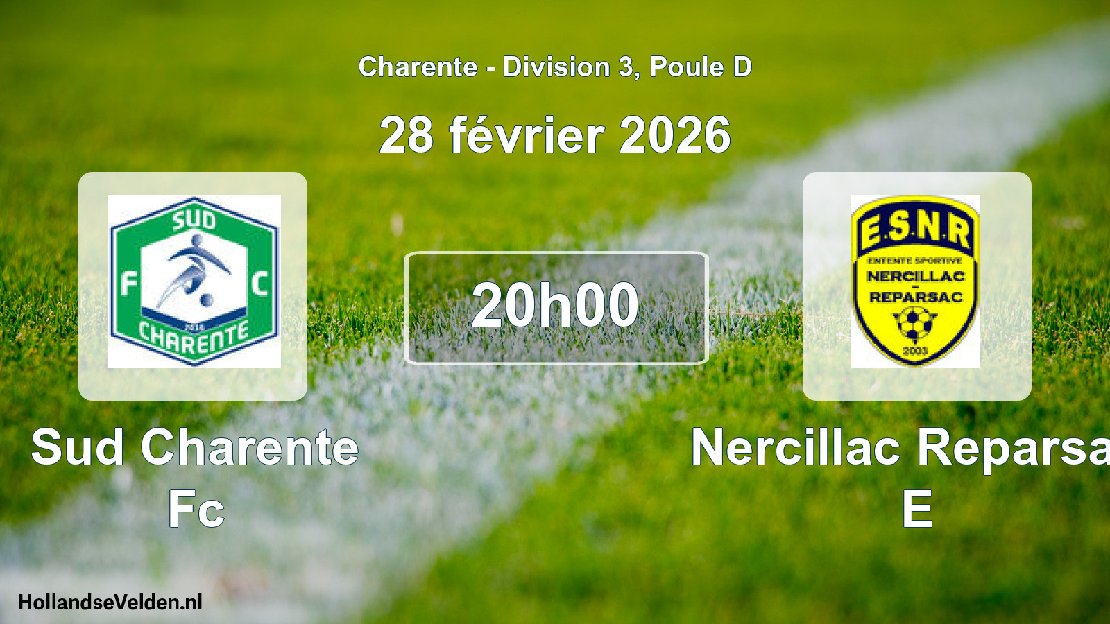 Geplande wedstrijd: Sud Charente Fc - Nercillac Reparsac E (28 februari 2026)