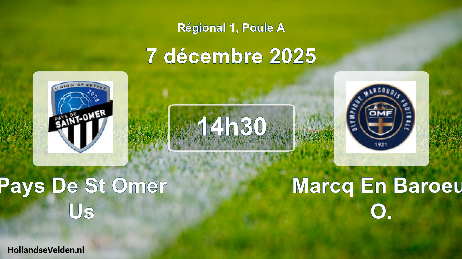 Geplande wedstrijd: Pays De St Omer Us - Marcq En Baroeul O. (7 décembre 2025)