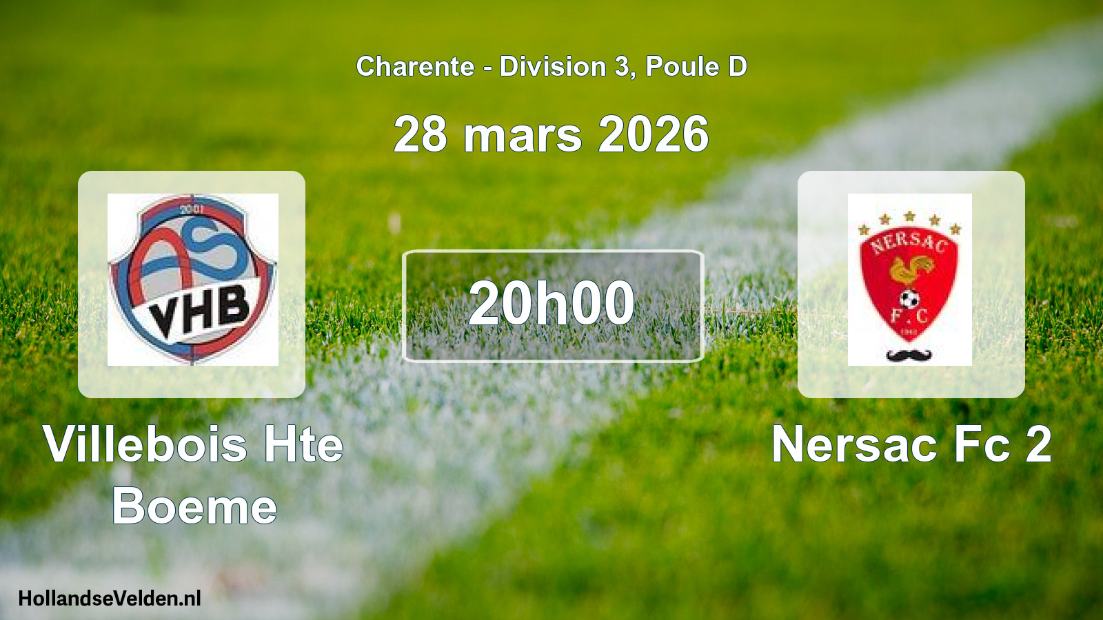 Geplande wedstrijd: Villebois Hte Boeme - Nersac Fc 2 (28 maart 2026)