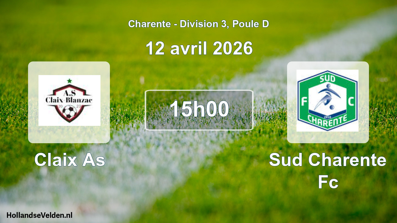 Geplande wedstrijd: Claix As - Sud Charente Fc (12 april 2026)