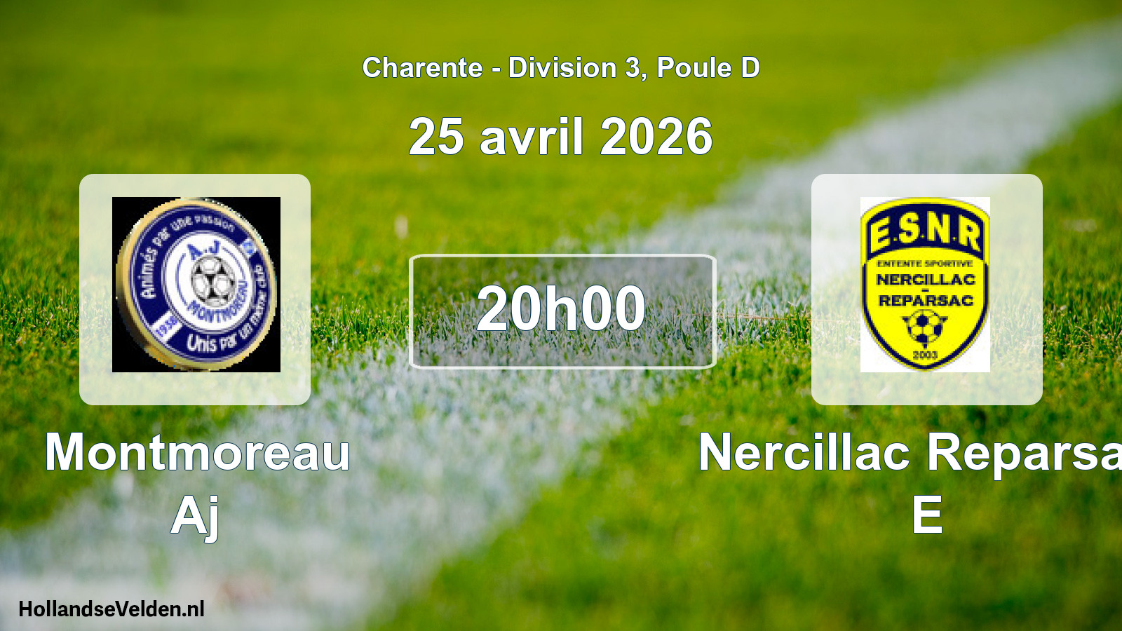 Geplande wedstrijd: Montmoreau Aj - Nercillac Reparsac E (25 april 2026)
