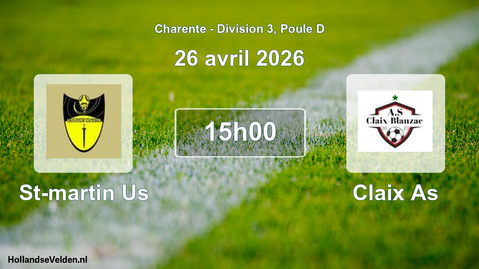 Geplande wedstrijd: St-martin Us - Claix As (26 avril 2026)