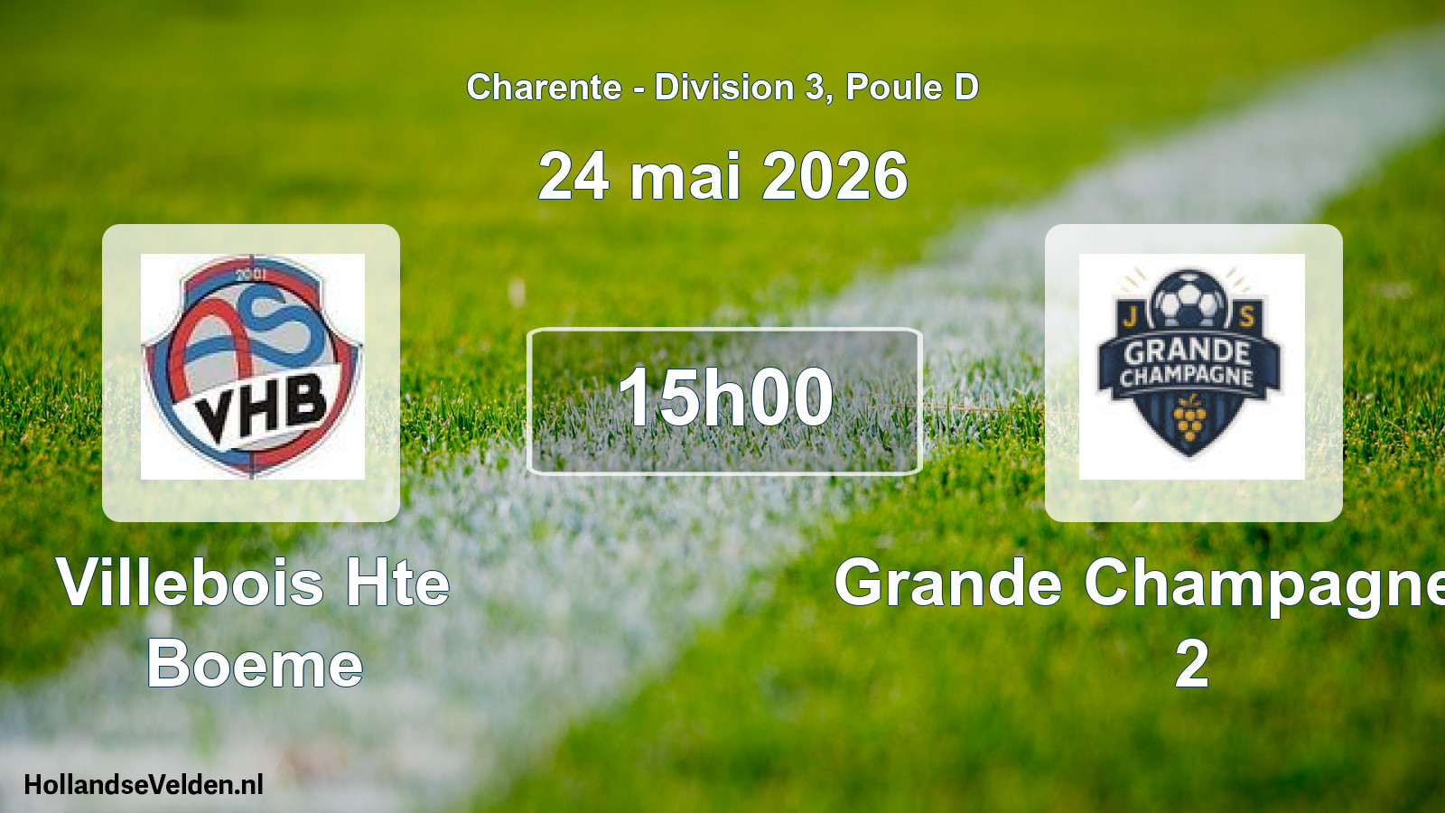 Geplande wedstrijd: Villebois Hte Boeme - Grande Champagne Js 2 (24 mai 2026)
