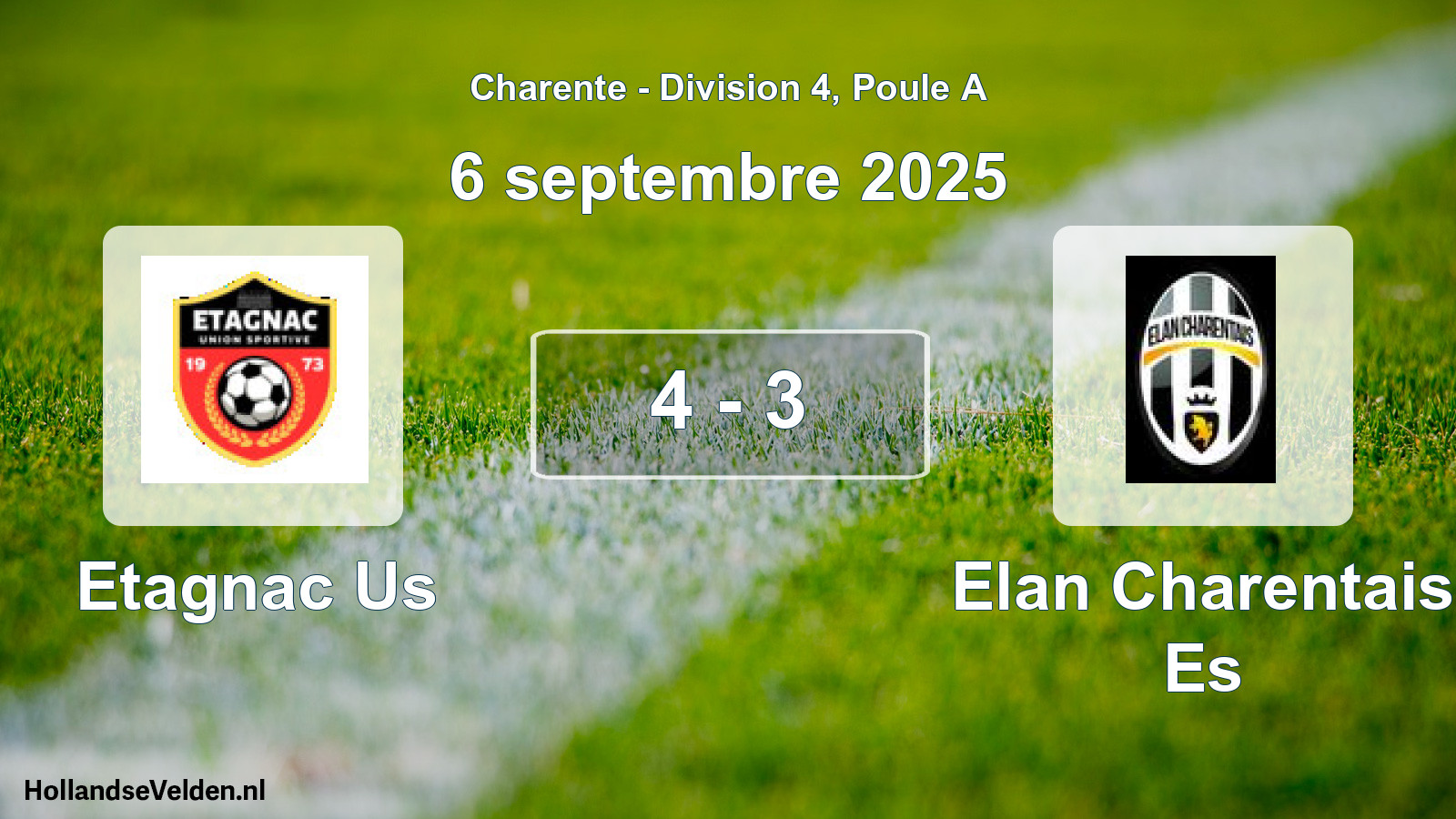 Gespeelde wedstrijd: Etagnac Us - Elan Charentais Es 4 - 3 (6 septembre 2025)