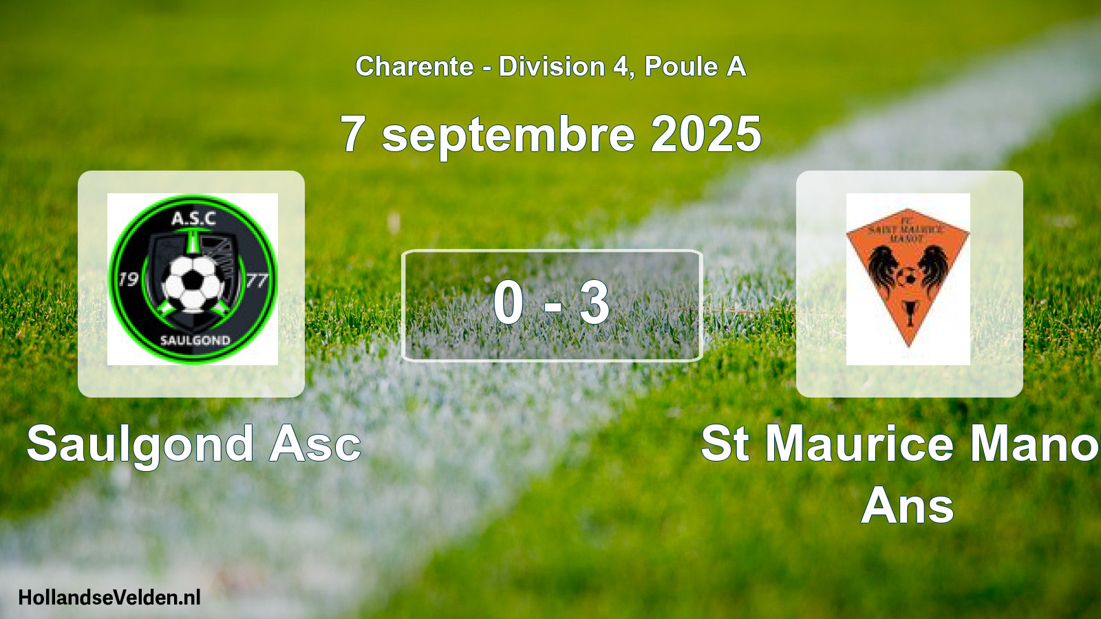 Gespeelde wedstrijd: Saulgond Asc - St Maurice Manot Ans 0 - 3 (7 septembre 2025)