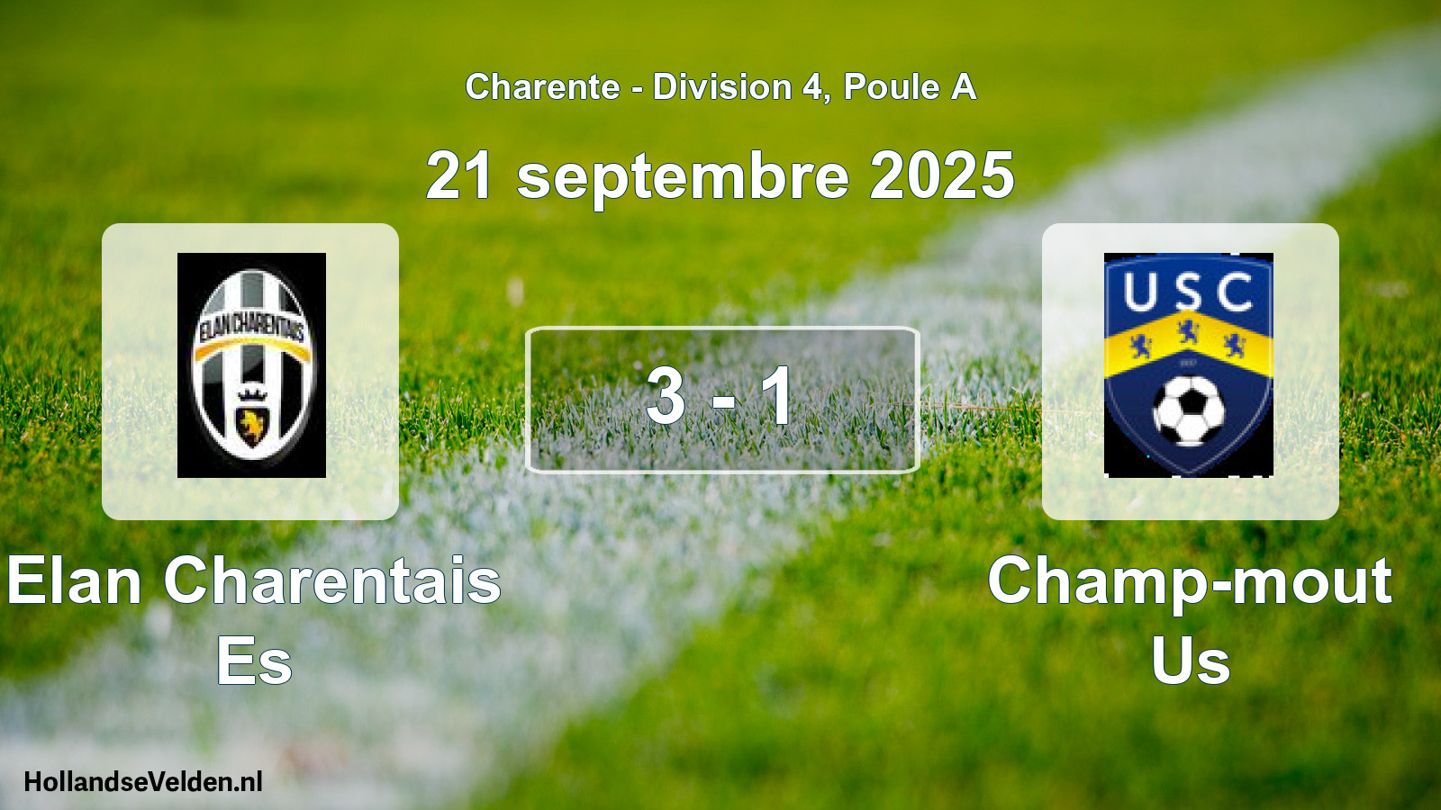 Gespeelde wedstrijd: Elan Charentais Es - Champ-mout Us 3 - 1 (21 september 2025)