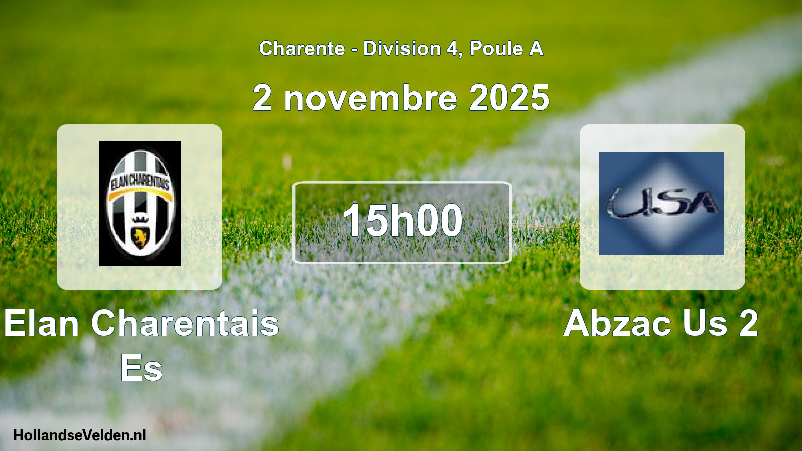Geplande wedstrijd: Elan Charentais Es - Abzac Us 2 (2 novembre 2025)