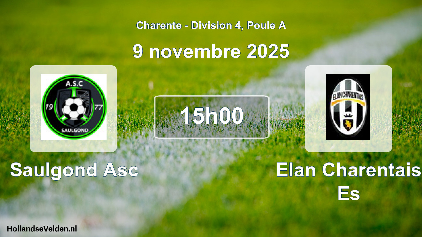 Geplande wedstrijd: Saulgond Asc - Elan Charentais Es (9 novembre 2025)