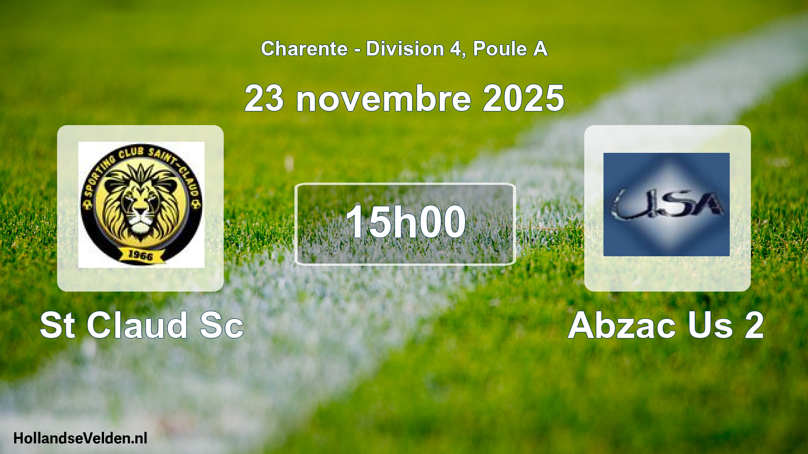 Geplande wedstrijd: St Claud Sc - Abzac Us 2 (23 novembre 2025)