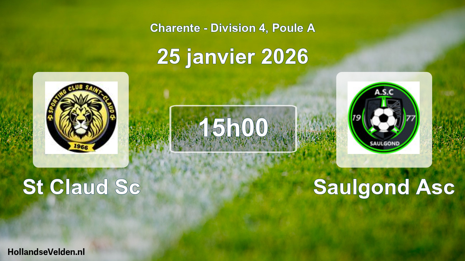 Geplande wedstrijd: St Claud Sc - Saulgond Asc (25 janvier 2026)