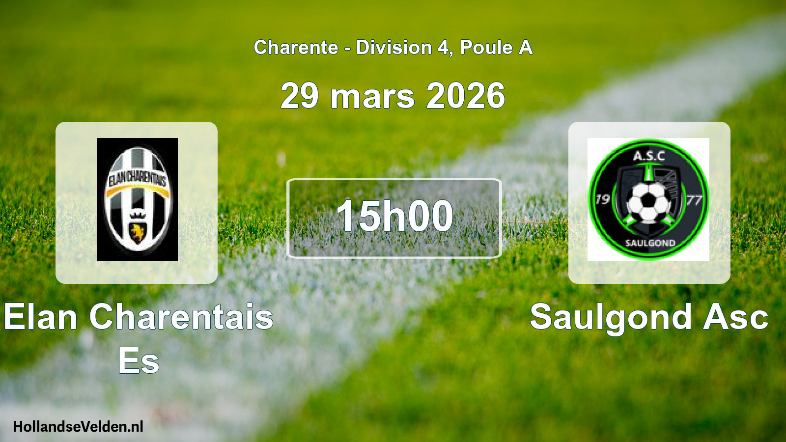 Geplande wedstrijd: Elan Charentais Es - Saulgond Asc (29 mars 2026)