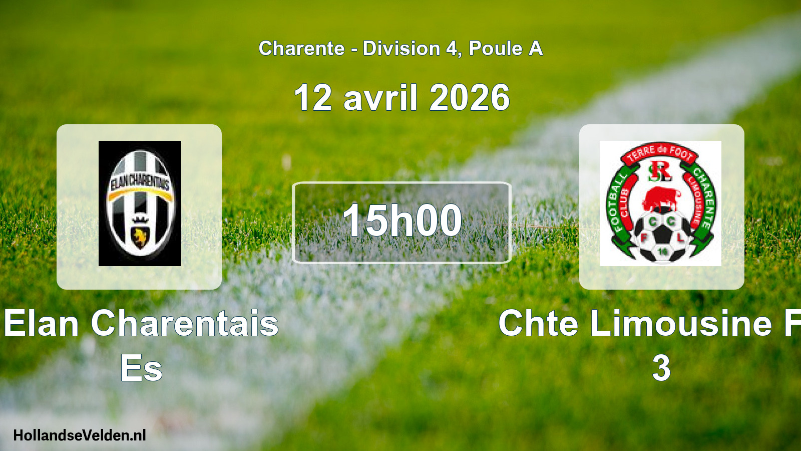 Geplande wedstrijd: Elan Charentais Es - Chte Limousine Fc 3 (12 avril 2026)