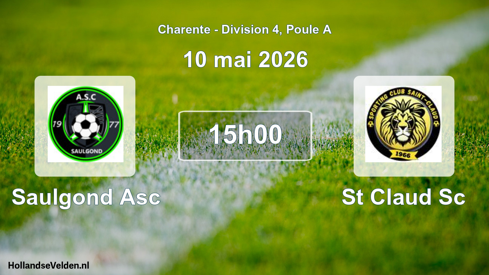Geplande wedstrijd: Saulgond Asc - St Claud Sc (10 mai 2026)
