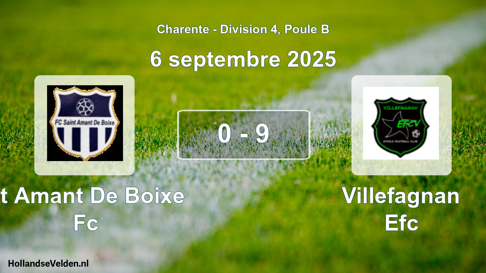 Gespeelde wedstrijd: St Amant De Boixe Fc - Villefagnan Efc 0 - 9 (6 septembre 2025)